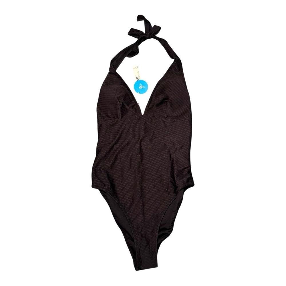 CUPSHE Nyla Black Halter Backless One Piece Swimsuit L NWT